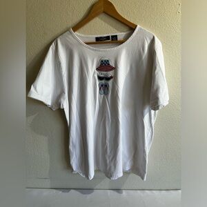 CRYSTAL-KOBE WOMANS T-SHIRT W EMBROIDERY PATRIOT MOTIF SZ 3X